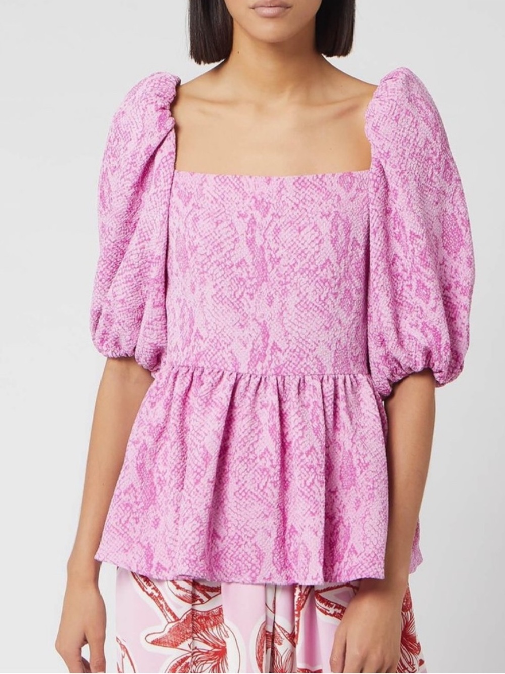Stine Goya Irene Puff Sleeve Peplum Blouse